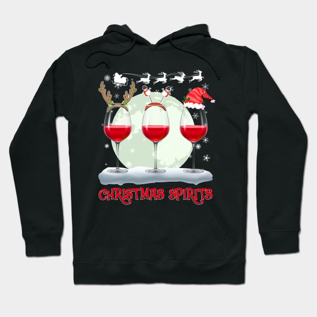 Christmas spirits wine funny shirt gift wine lover Hoodie by TeesCircle